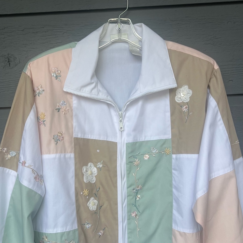 VINTAGE 90’S KORET FRANCISCA PASTEL FLORAL COLORBLOCK JACKET SIZE L NEW - Picture 13 of 14